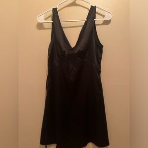 Black satin mini dress